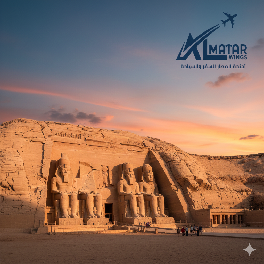 سياحة مصر - معبد أبو سمبل الكبير للملك رمسيس الثاني في أسوان أجنحة المطار للسفر والسياحة.