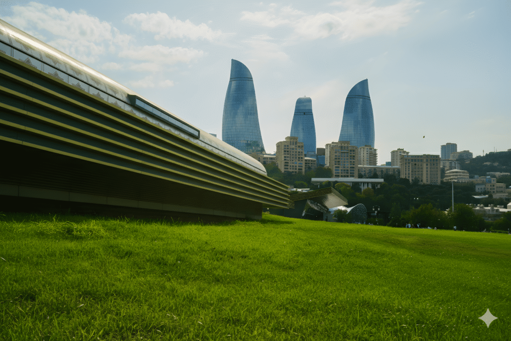 سياحة أذربيجان - أبراج الشعلة الحديثة في باكو أجنحة المطار للسفر والسياحة