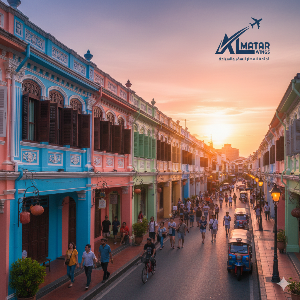 سياحة تايلاند - الشوارع الملونة في المدينة القديمة بفوكيت أجنحة المطار للسفر والسياحة.